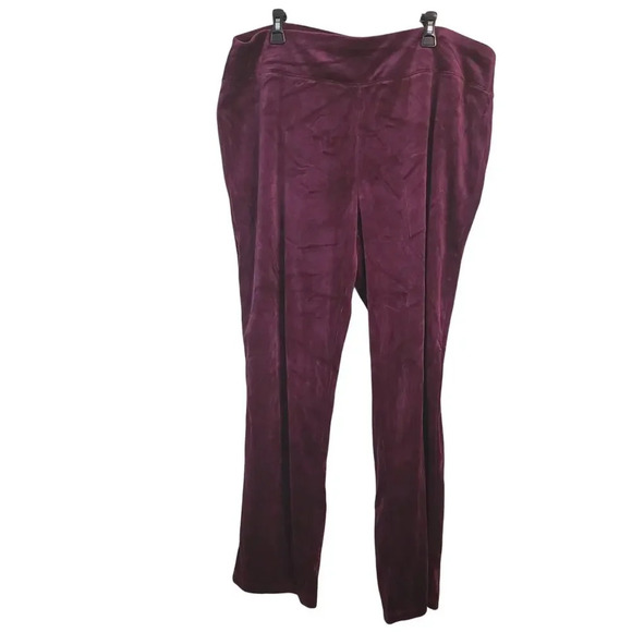Talbots Womens Luxe Velour High Waist Leggings Size 3X Burgundy Pull On NEW - Picture 2 of 10
